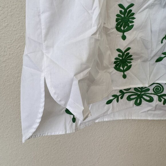 White Green Embroidered Cotton Kaftan Tunic Mini DRESS from ZARA Size Medium New - Picture 7 of 11